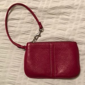 Pink Coach Leather Wristlet